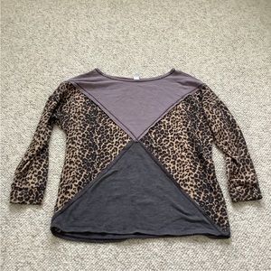 CY Fashion Top Cheetah Print 3/4 Sleeve Soft Stretchy Dolman S